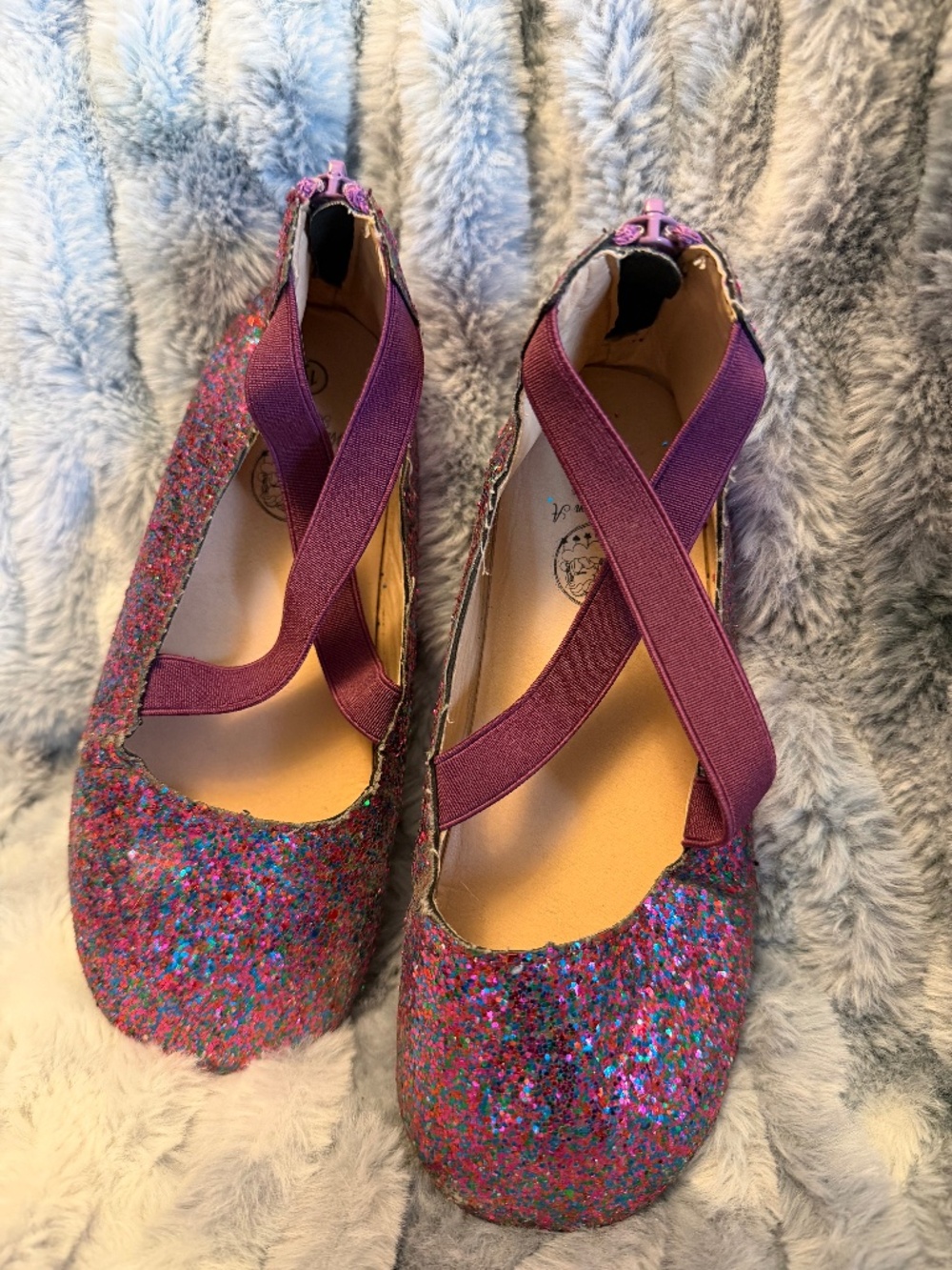 Girls multi glitter ballet dress shoes size 1
